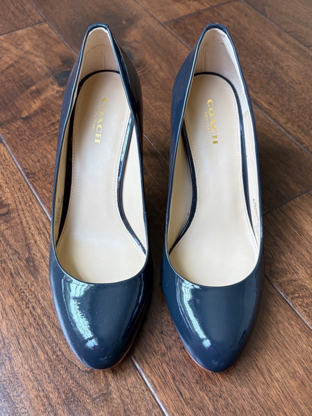 Coach Rosey Patent Leather Navy Blue Pumps - 7 - Picture 2 of 6